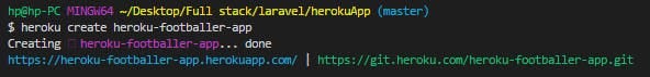 A successful Heroku app creation.