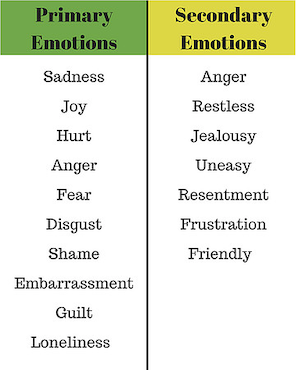 Secondary and primary emotions emotions Primary and