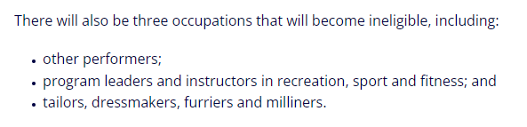 同時，還有三個職業將不再符合「EE 快速通道 Express Entry」申請要求