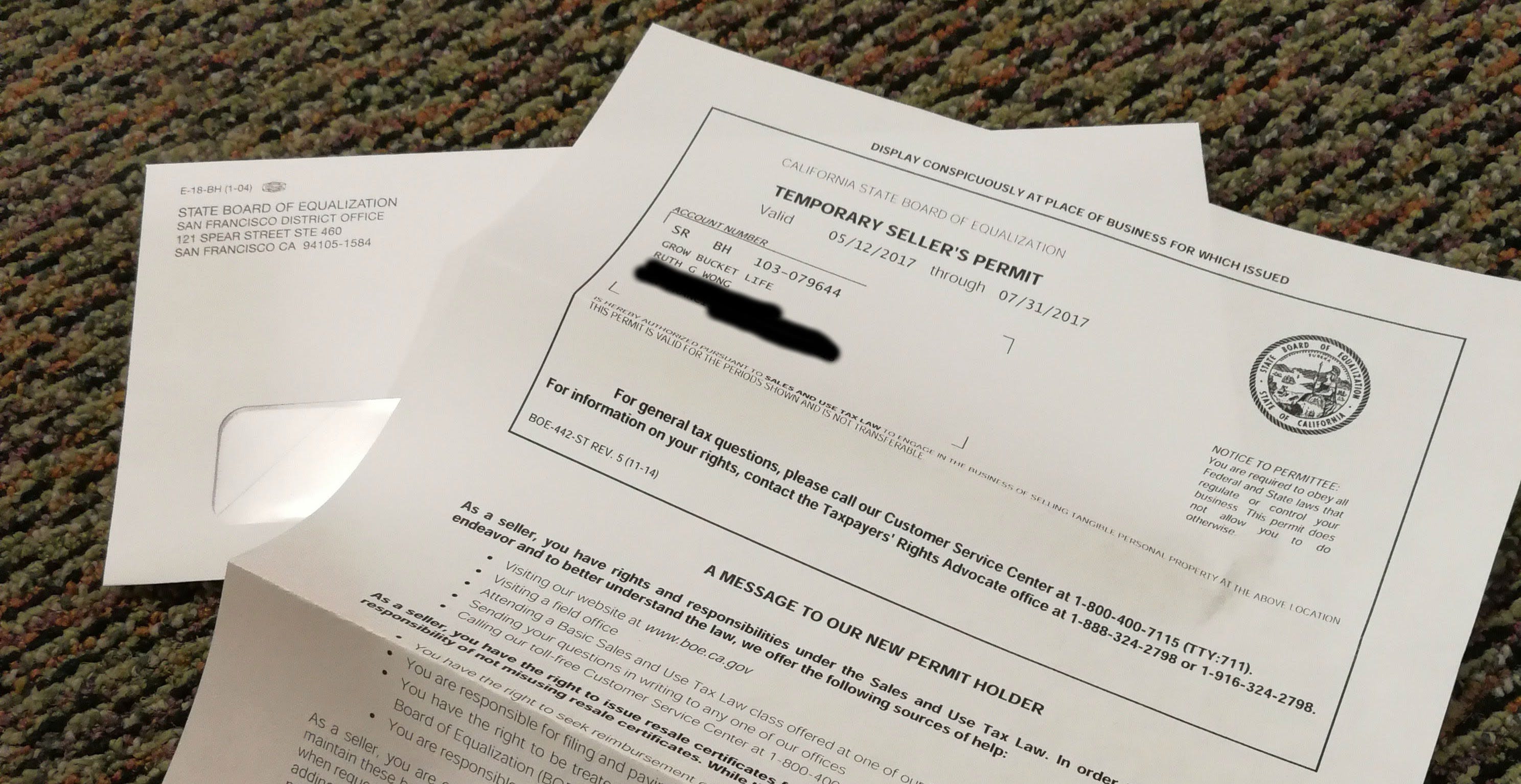 April 26 — official sellers permit!! by Ruth Grace Wong Grow Bucket