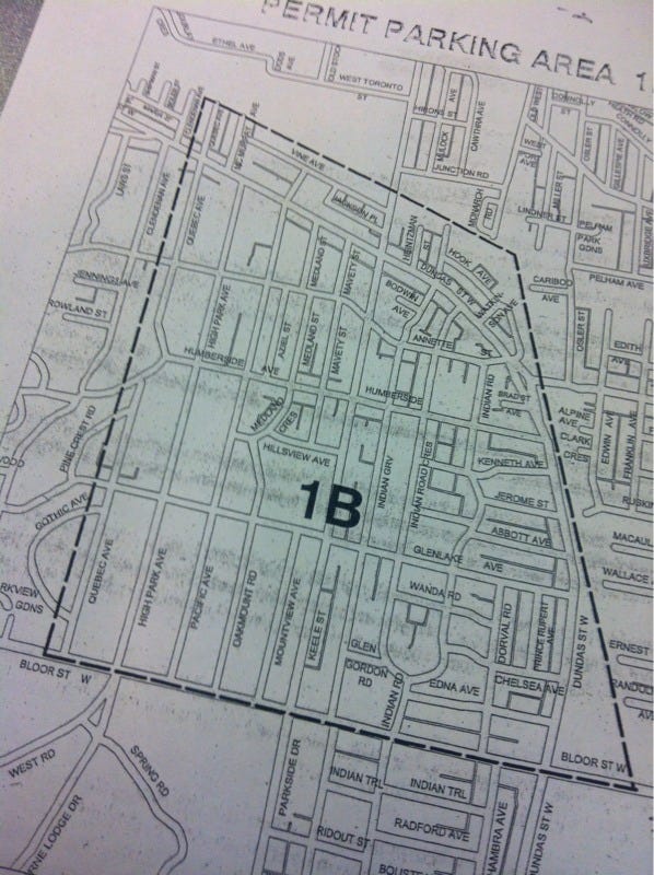 Toronto Permit Parking Map The 1B Permit Parking Permit | By Junctioneer | Junctioneer 2008 2017 |  Medium