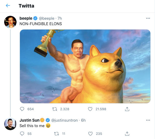 Elon Musk in the NFTs. Elon Musk, Beeple and Justin Sun. Song… | by BitRock | Mar, 2021 | Medium