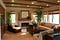 Hardwood Furniture Is Present Along With Exposed Beams In The Ceiling It Also Has A