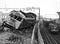 A wrecked locomotive