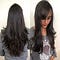 Longhair with Short Razor Cut Layers and Side Swept Bangs on Dark Brunette Hair