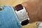 Cartier Tank à Guichets in platinum on the wrist
