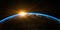 view of earth from space as the sun rises