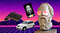 A bust of Socrates with Rose-Tinted Glasses, a retro-styled car, a 70s video game console and a microphone app