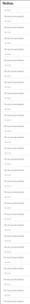 screenshot of deleted stories