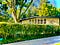 Bing Nursery School in Stanford campus on a sunny spring day covered with trees and greens