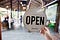 Open Sign in Coffee Shop