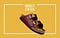 A Birkinstock sandal, with the straps made of recycled Birkin bags, below the text “Object of the Week”.