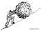Image of a man pushing a boulder up a hill