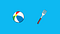 An illustration of a beach ball and a kitchen fork