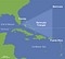Mapa que muestra la zona conocida como el Triángulo de las Bermudas.
