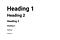 Examples of heading font sizes, with “Heading 1” being the largest