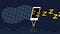 Illustration of a person wearing pajamas, holding a huge phone attached to a net, trying to capture floating yellow Z’s.