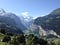 Alpine view of valleys and mountains in Switzerland