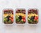 Lunch boxes packed with healthy salad and vegetables
