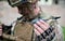 Soldier holding a small remotely piloted aircraft