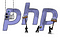 Small people cleaning up the PHP logo