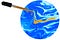 Eyedropper adding orange liquid to a blue swirl