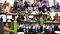 A collage of photos from a hackathon — judges debeating, teams prototyping, presenters pitching, and winning team photos.