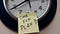 An analog clock with a sticky note saying “Time For Plan B”