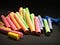 A pile of multicolored crayons