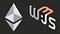 Web3.js and ethereum logo on a black background