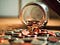 A jar of coins tipped over