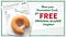 A promotional graphic with a partially eaten Krispy Kreme doughnut above a Covid-19 vaccination card, next to the text “Show your Vaccination Card, get a FREE Original Glaze Doughnut”