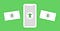 Illustration of a phone with an accessibility icon in the middle and two dollar bills on either side