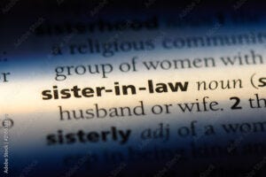 Picture of a dictionary entry for the word sister-in-law.