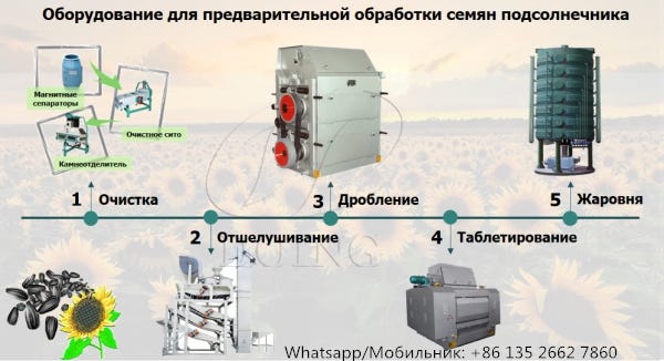 оборудование для предварительной обработки семян подсолнечника