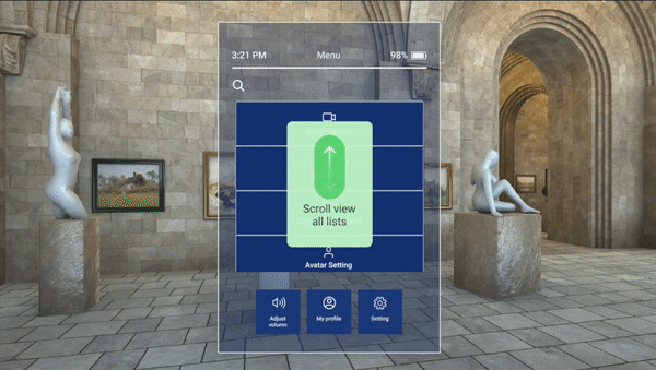 Provide users instruction on how to interact the interfaces with gestures