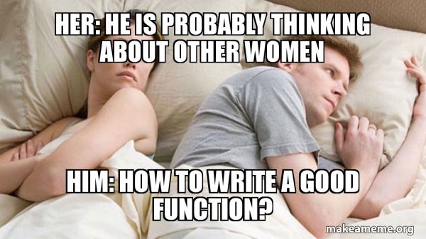 Guy thinking about python functions in bed using Type Dispatch