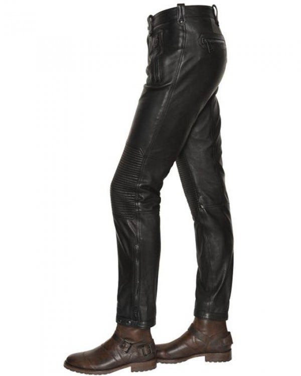 zip up leather trousers