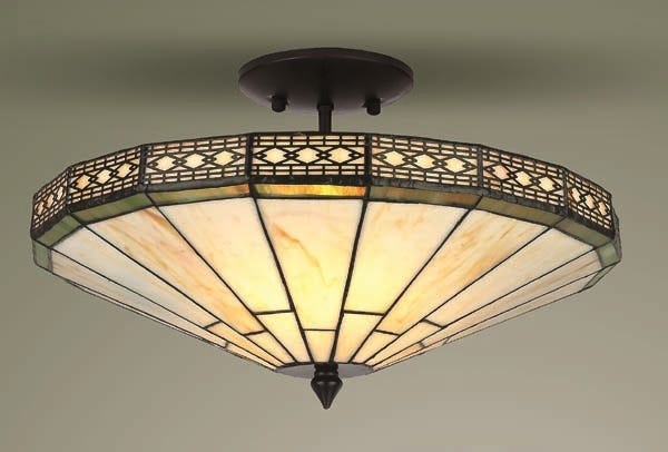 Mission Tiffany Style Glass Semi Flush 