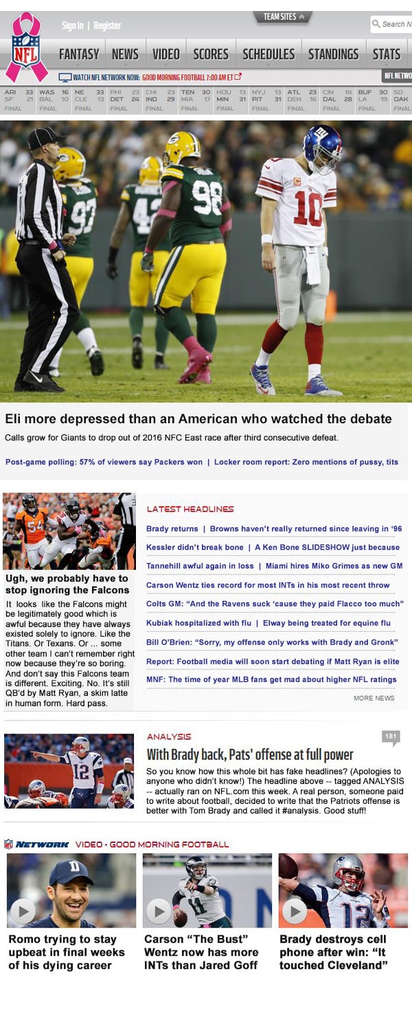 HONEST NFL Headlines: Week 5. Finally 