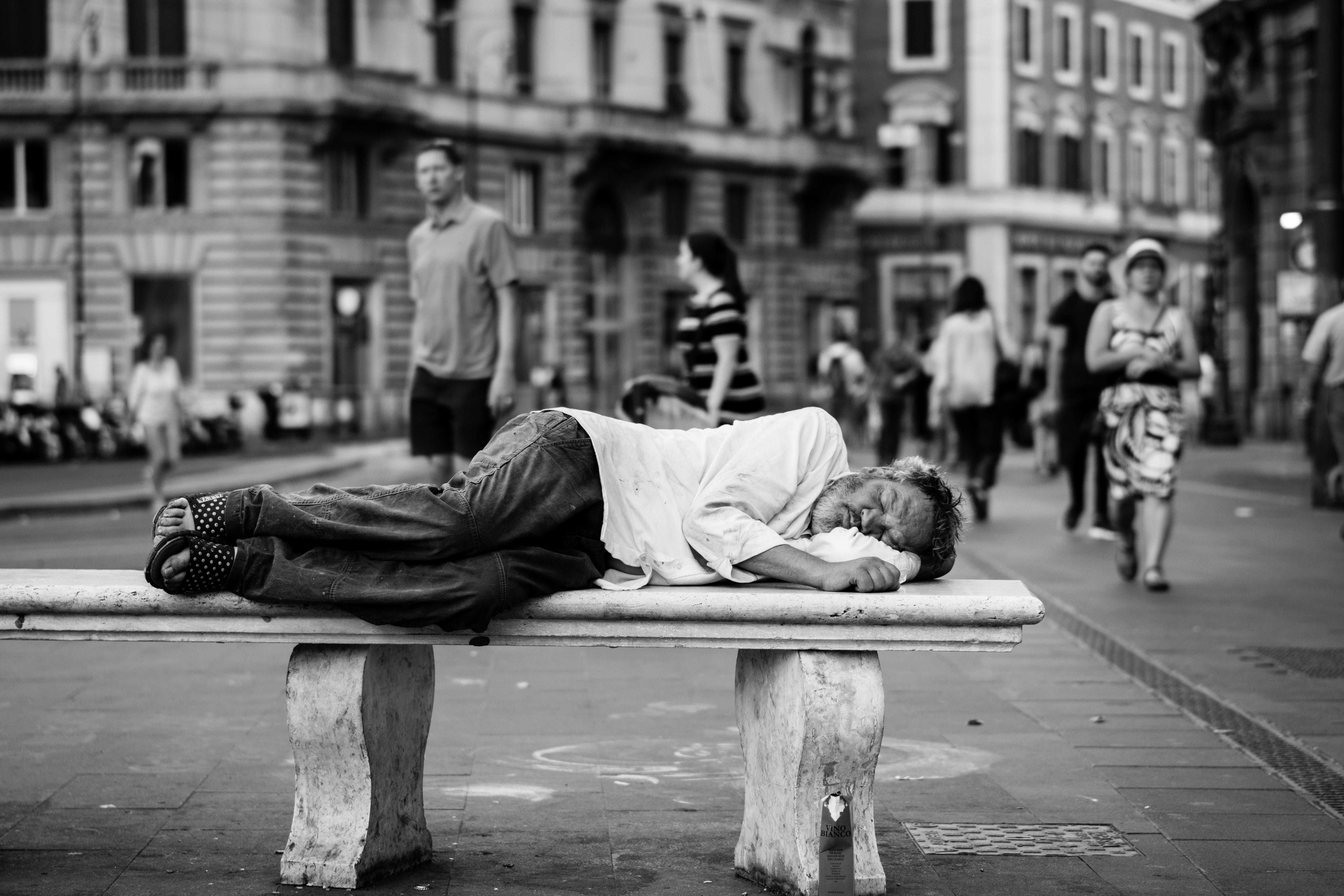 Man sleeping on a bench