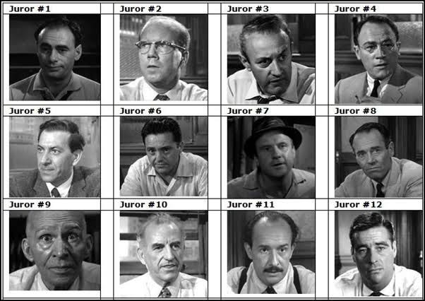 The 12 jurors from 12 Angry Men (1957)