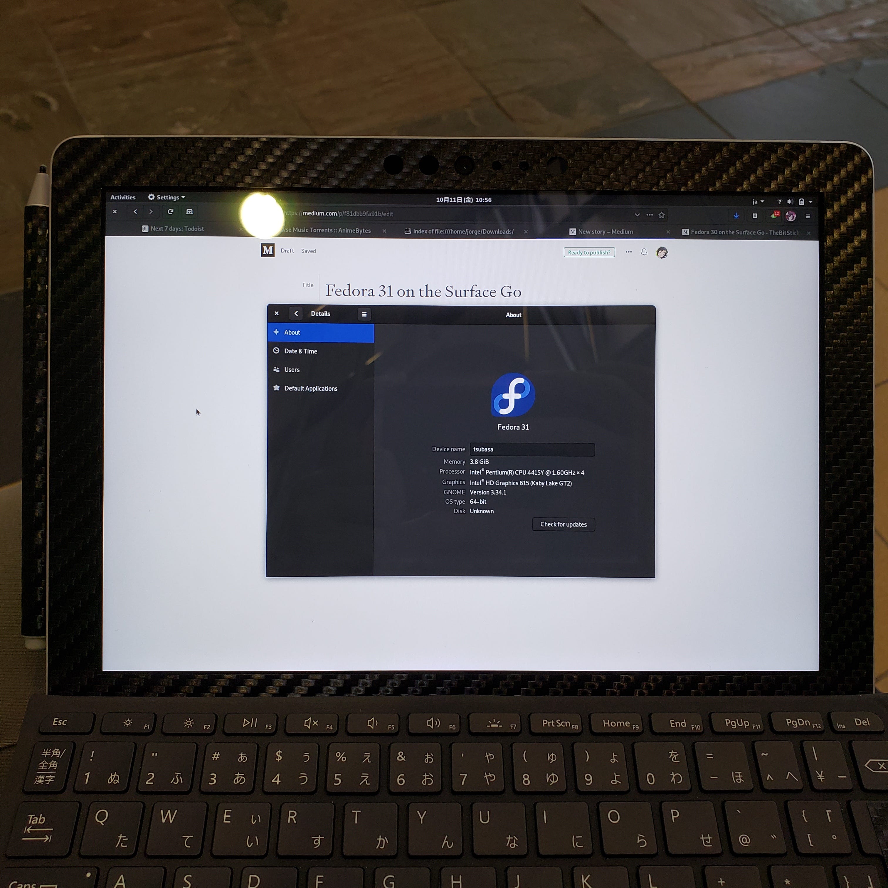Fedora 31 on the Surface Go - TheBitStick@Ani. Midwest - Medium