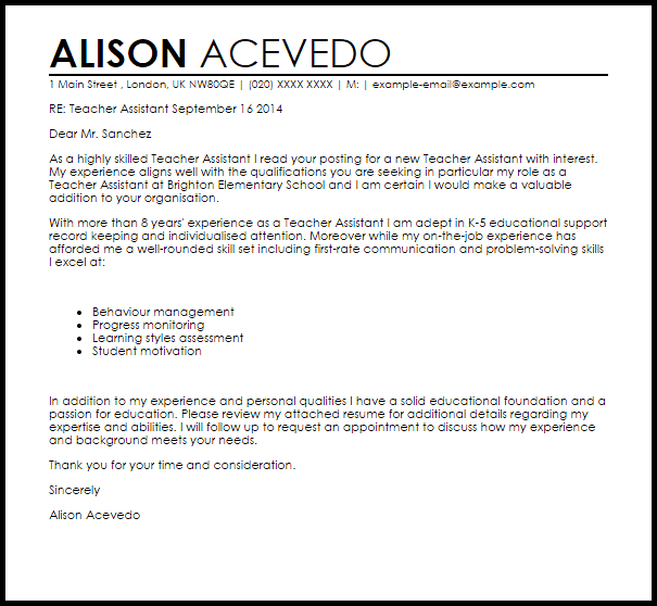 Cover Letter Sample For Teaching Assistant from miro.medium.com