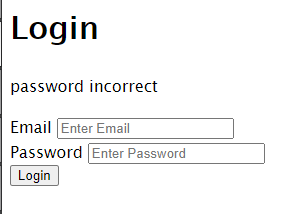 Result for entering the wrong password