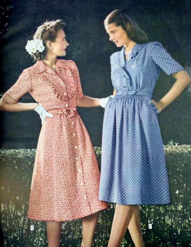 1940s button down dress