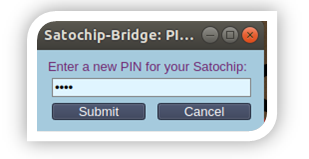 Satochip Bridge -Enter a new PIN