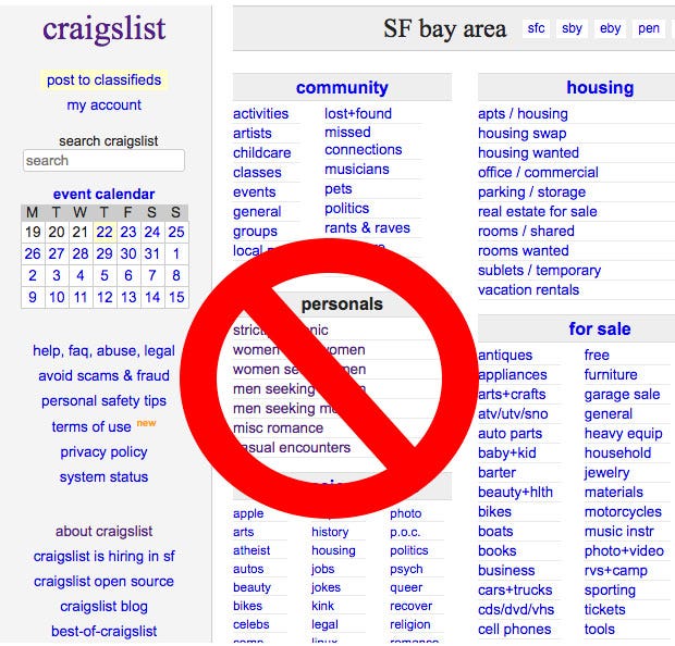 Craigslist without personal ads is like Google without a search box. 