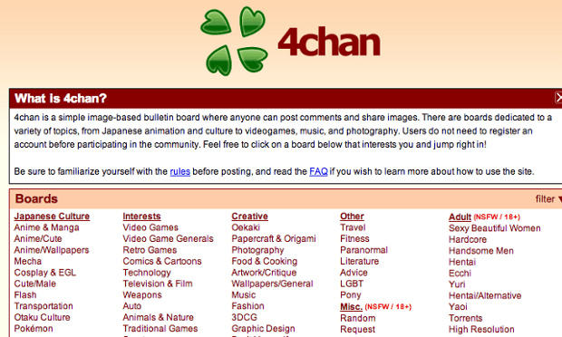 5) 4Chan. It all started with a site called… | by Ponyboy Express | The  Erosion of Truth and Rise of Disbelief | Medium