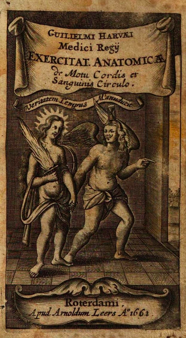  Guilielmi Harveji Exercitationes Anatomicae, de Motu Cordis et Sanguinis Circulo. Roterodami, 1661. Property of the National Library of Naples (source)
